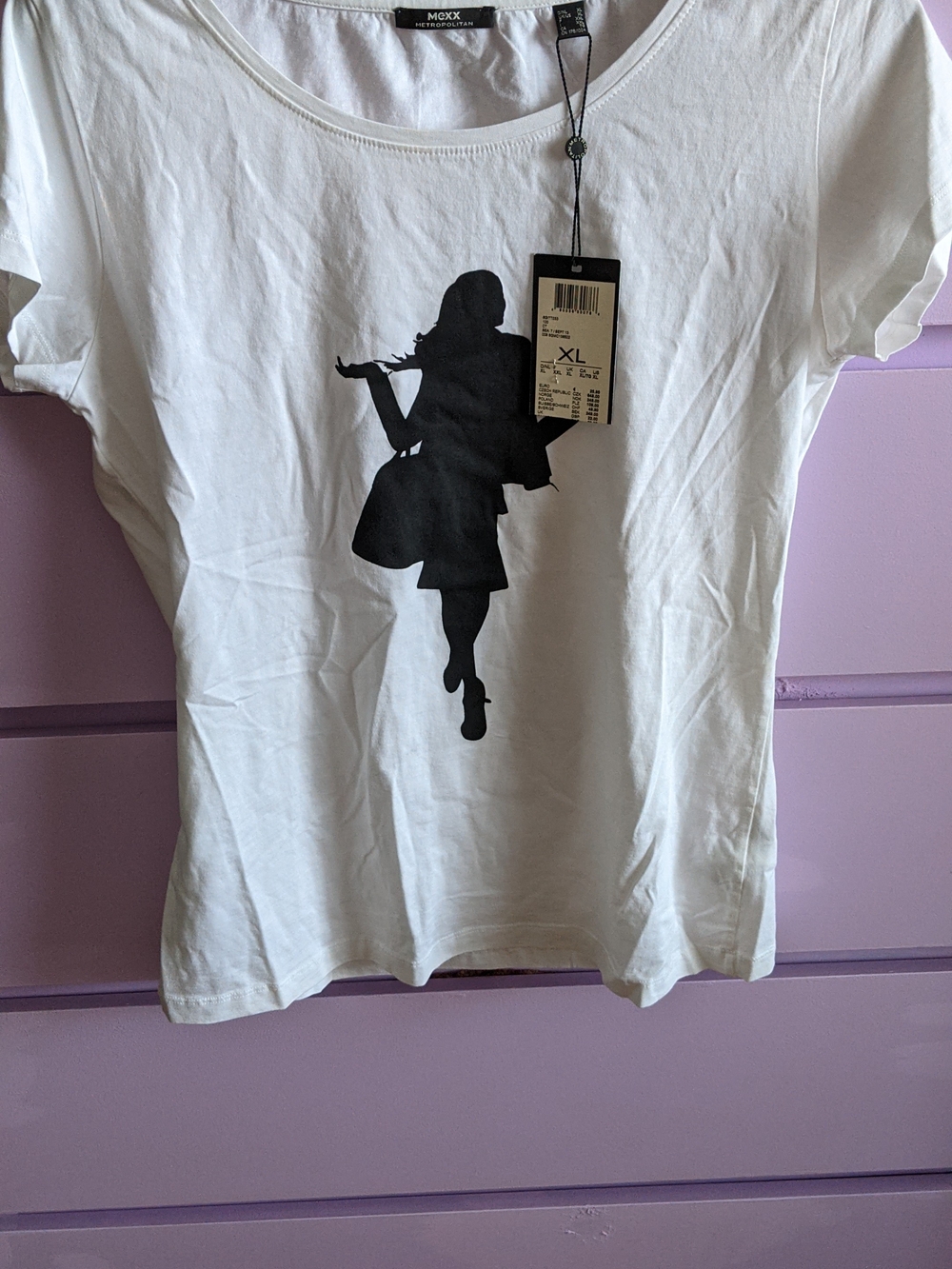 White Tee with Black Silhouette Graphic Non-smoking and pet-free house